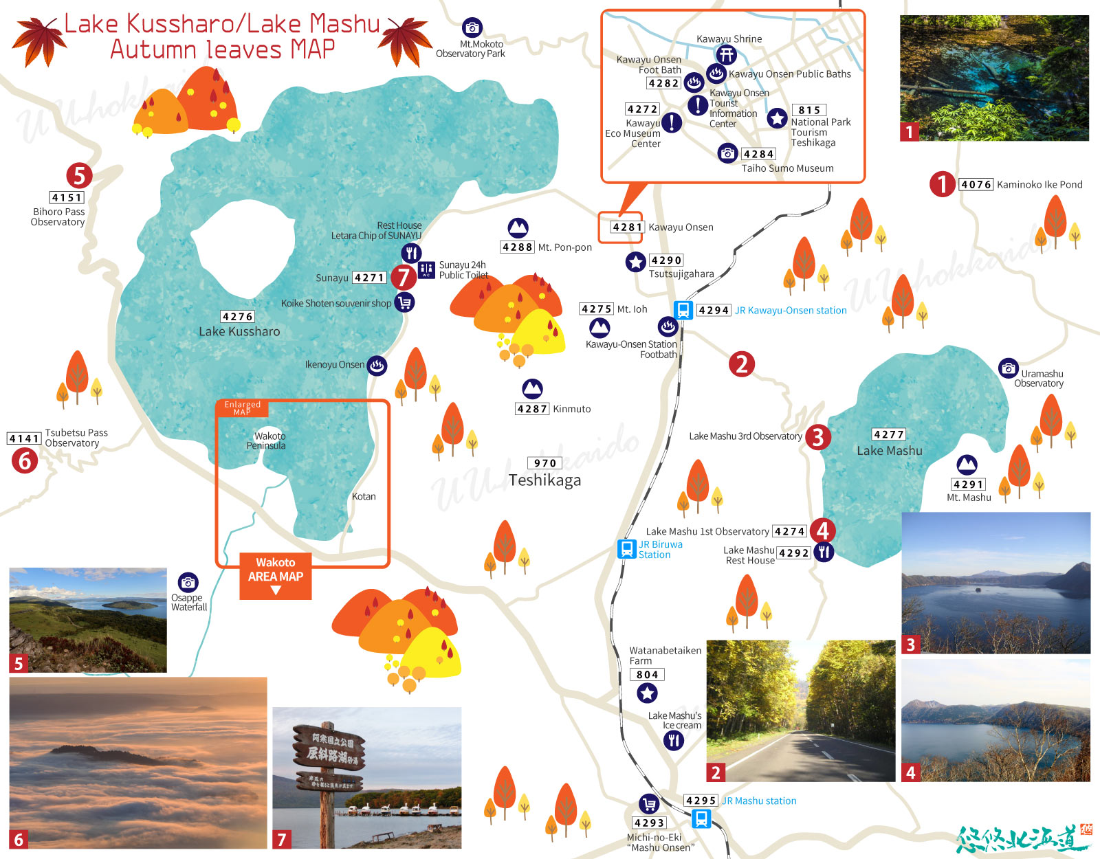 Around Teshikaga walking MAP